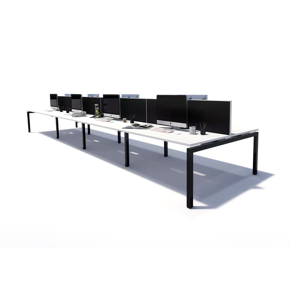 Gen Y 8 Person Back to Back Black Frame Workstation