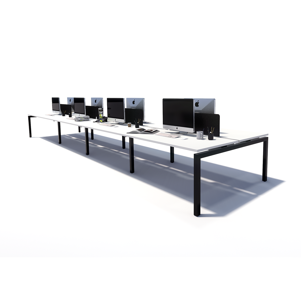 Gen Y 8 Person Back to Back Black Frame Workstation