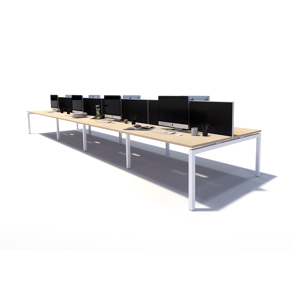 Gen Y 8 Person Back to Back White Frame Workstation