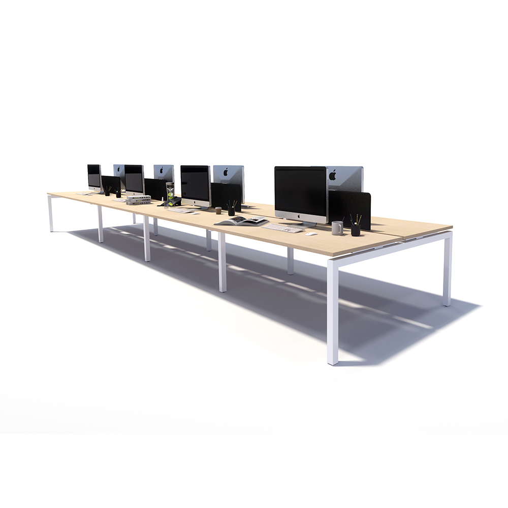 Gen Y 8 Person Back to Back White Frame Workstation