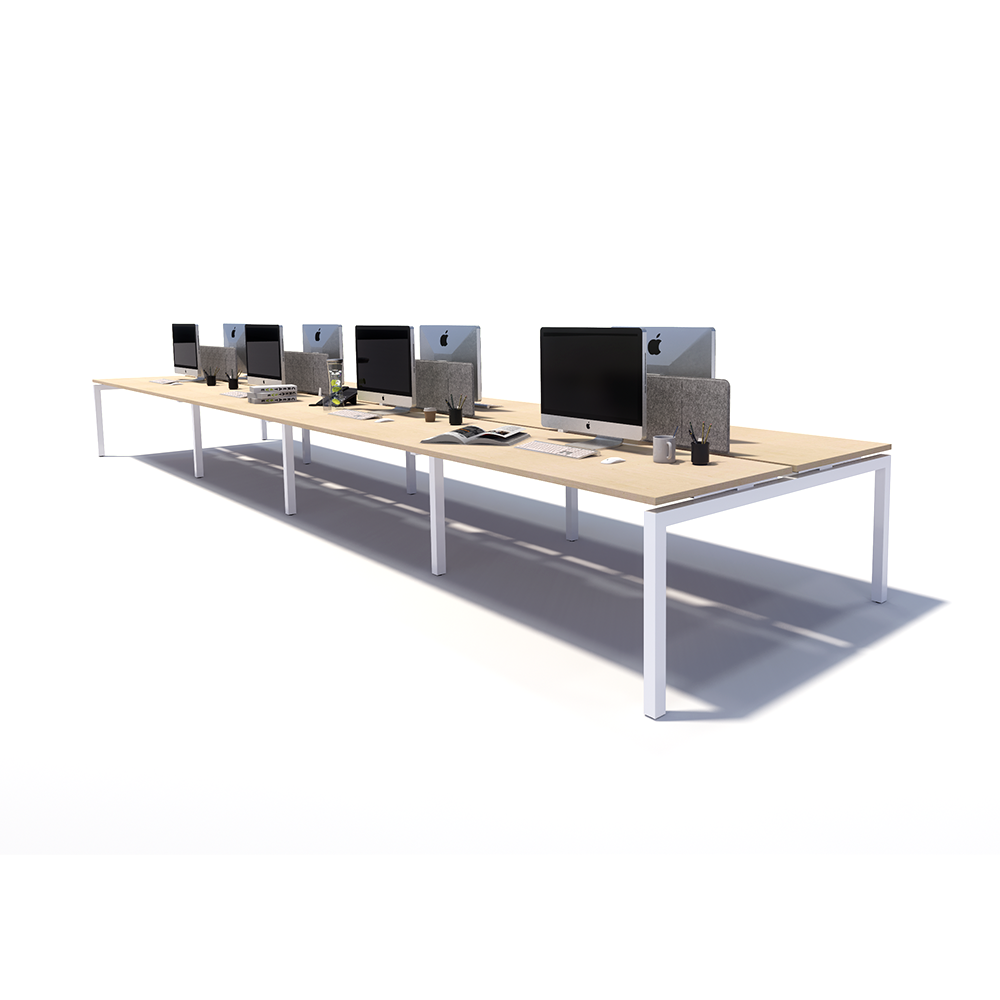 Gen Y 8 Person Back to Back White Frame Workstation