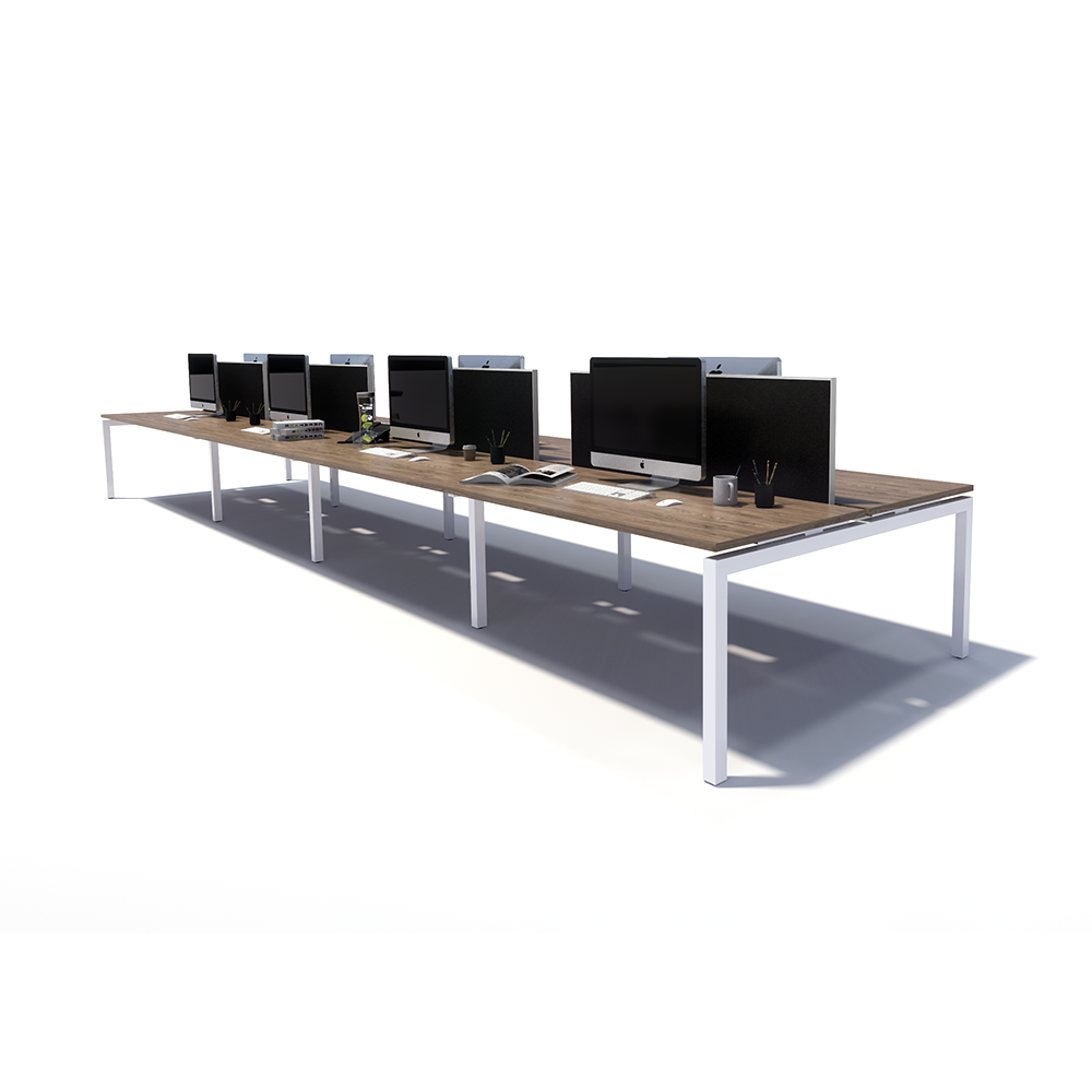 Gen Y 8 Person Back to Back White Frame Workstation