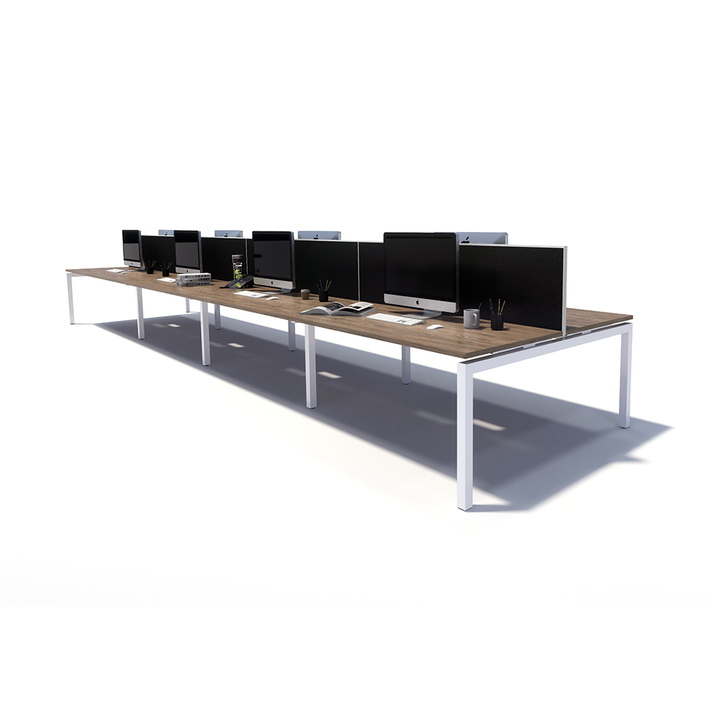 Gen Y 8 Person Back to Back White Frame Workstation