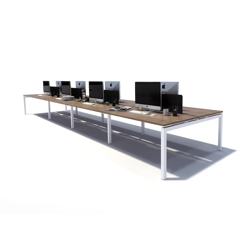 Gen Y 8 Person Back to Back White Frame Workstation