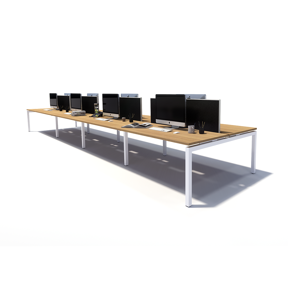 Gen Y 8 Person Back to Back White Frame Workstation
