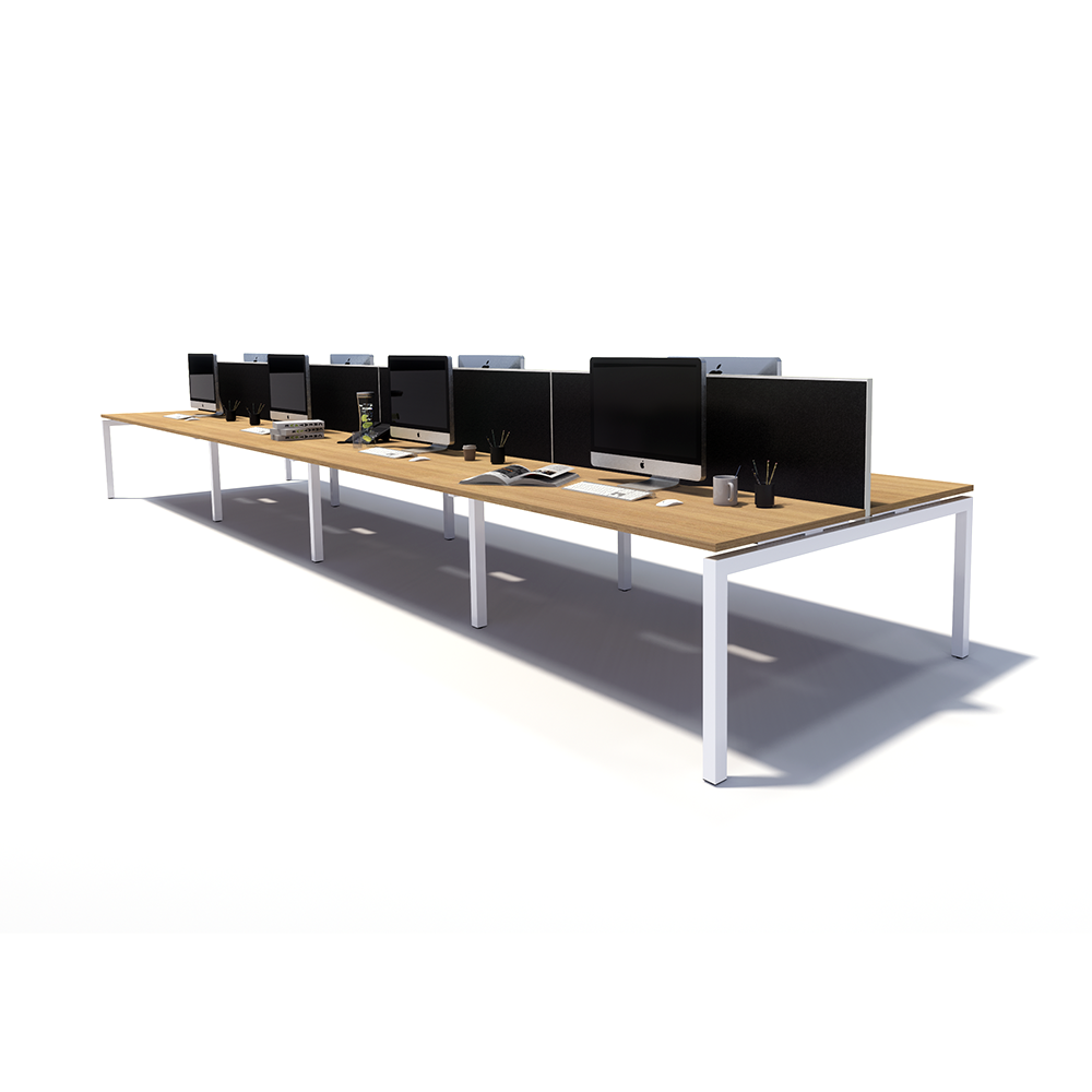 Gen Y 8 Person Back to Back White Frame Workstation