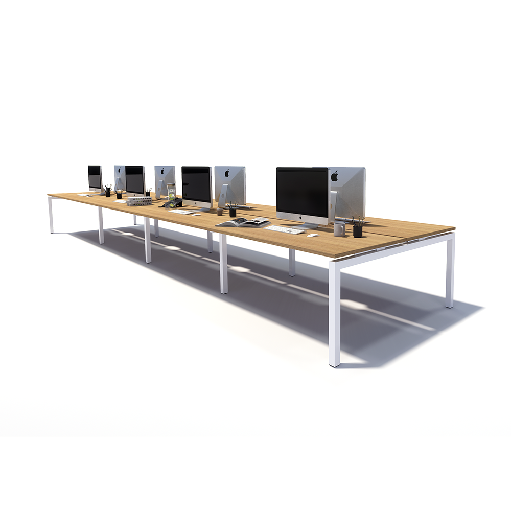 Gen Y 8 Person Back to Back White Frame Workstation