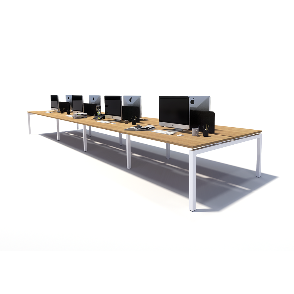Gen Y 8 Person Back to Back White Frame Workstation
