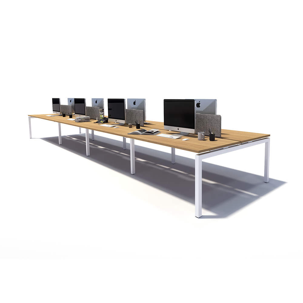 Gen Y 8 Person Back to Back White Frame Workstation