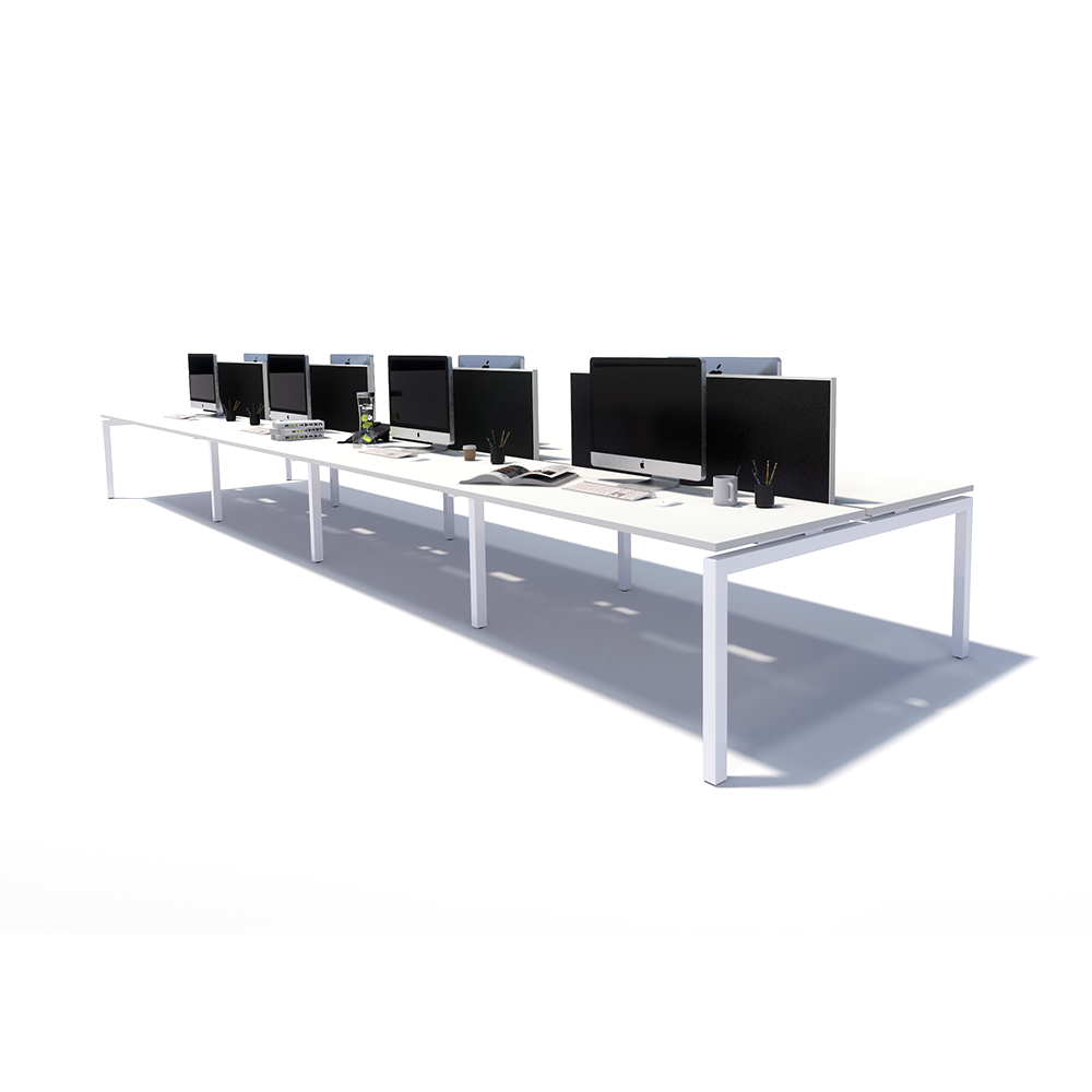 Gen Y 8 Person Back to Back White Frame Workstation