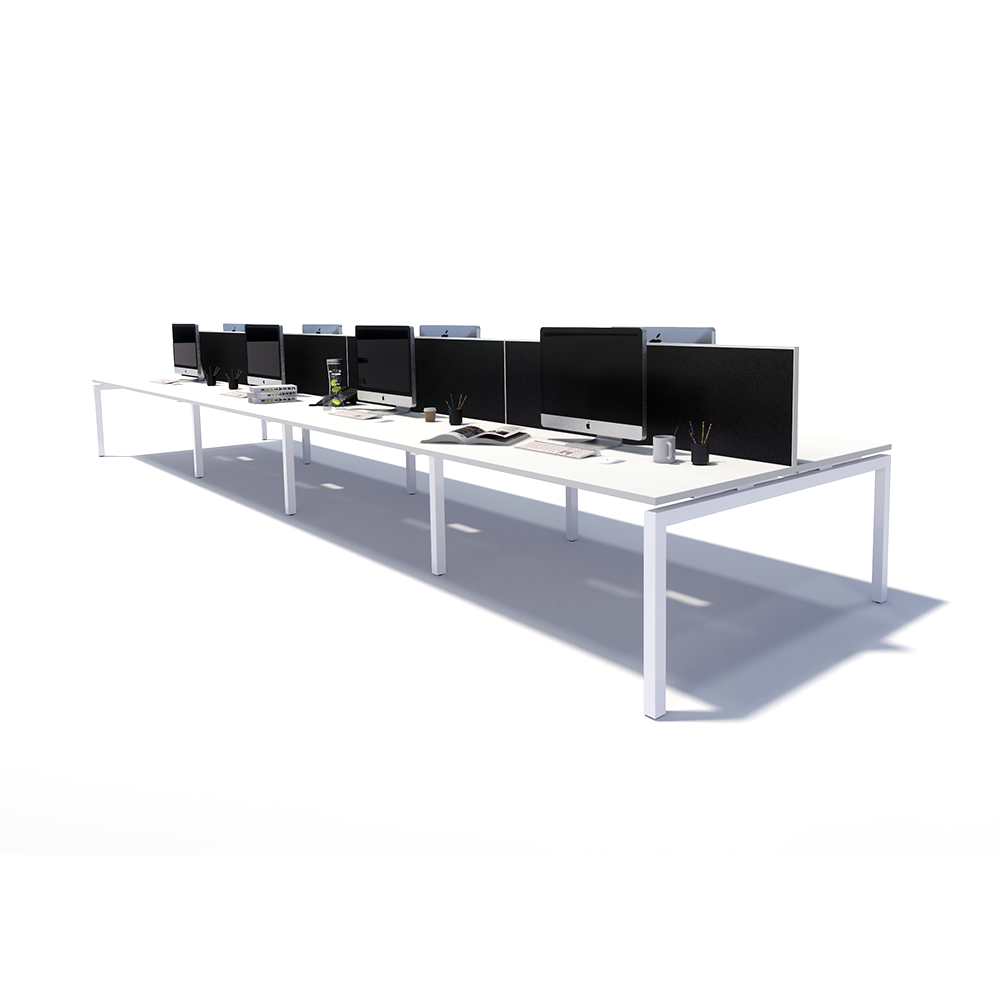 Gen Y 8 Person Back to Back White Frame Workstation