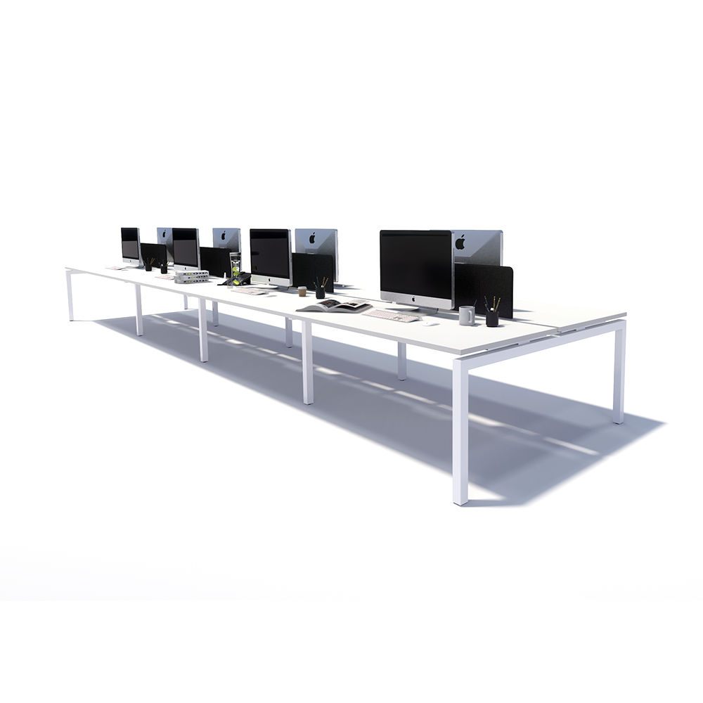 Gen Y 8 Person Back to Back White Frame Workstation
