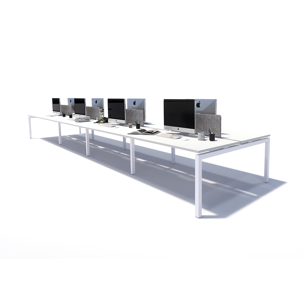 Gen Y 8 Person Back to Back White Frame Workstation