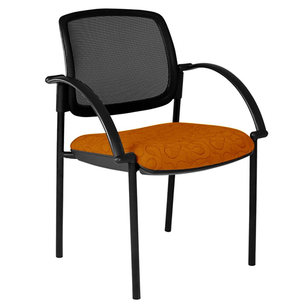 Maxi 4 Leg Mesh Back Black Frame Visitor Chair with Arms