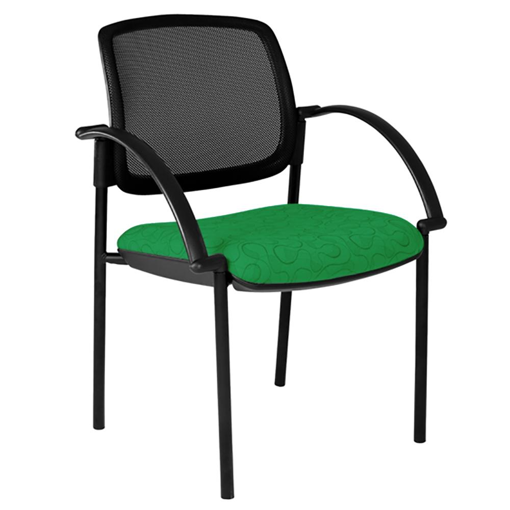 Maxi 4 Leg Mesh Back Black Frame Visitor Chair with Arms