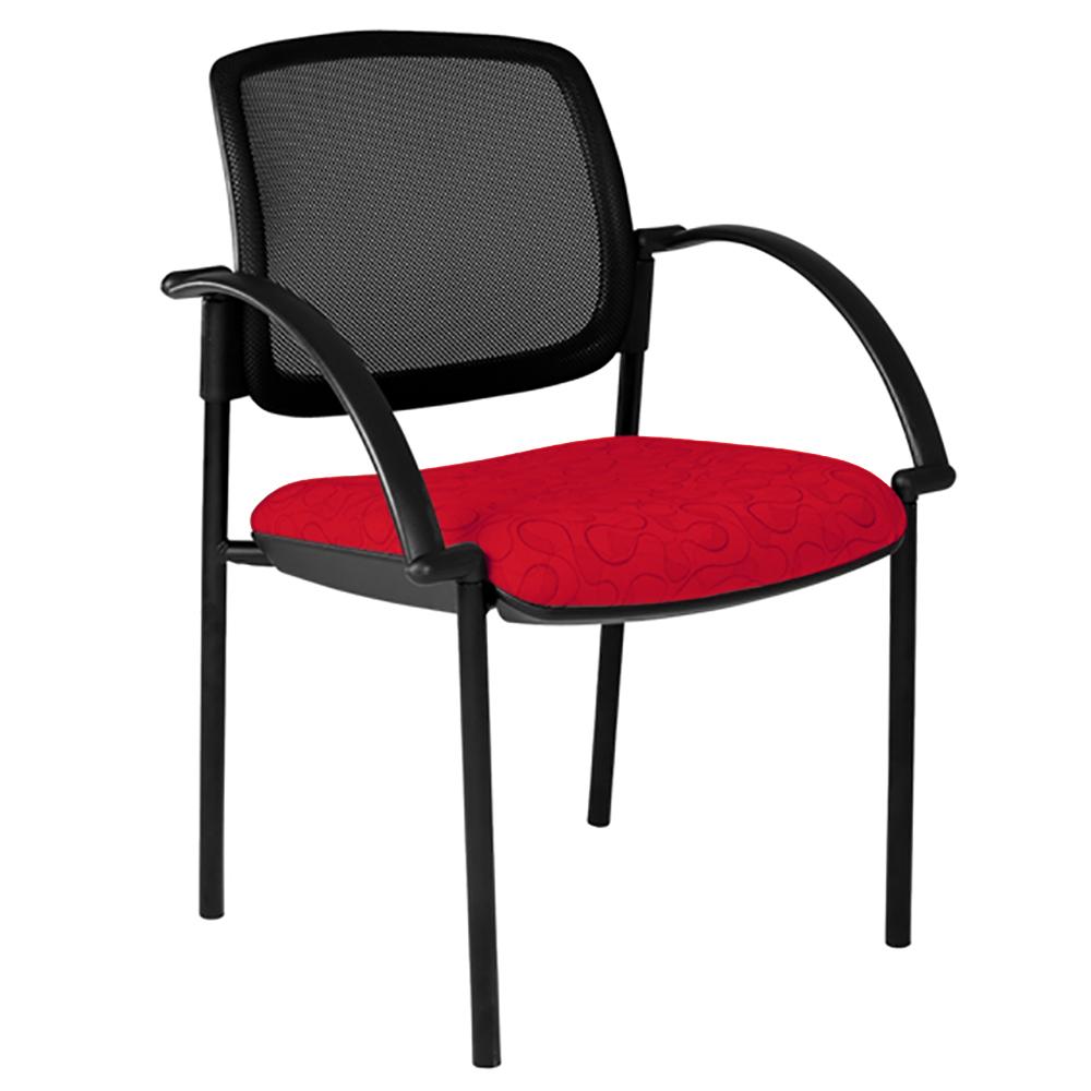 Maxi 4 Leg Mesh Back Black Frame Visitor Chair with Arms
