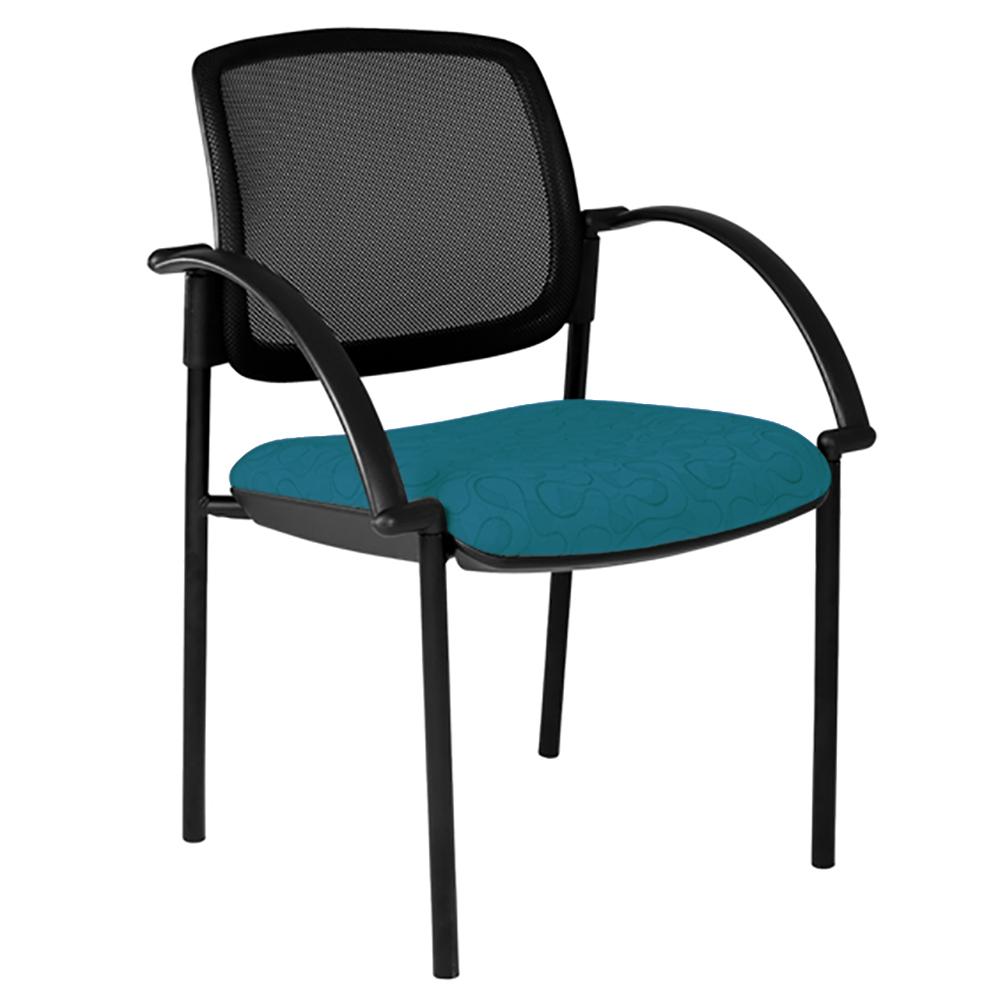 Maxi 4 Leg Mesh Back Black Frame Visitor Chair with Arms