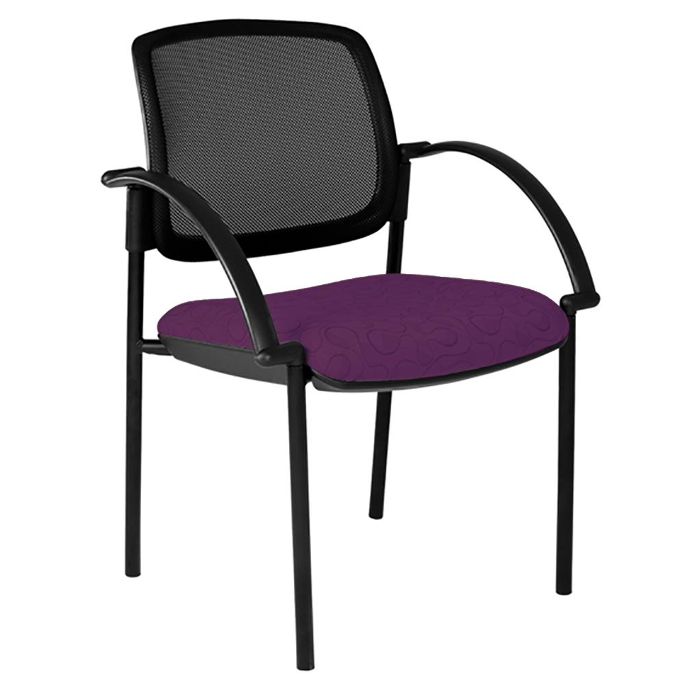 Maxi 4 Leg Mesh Back Black Frame Visitor Chair with Arms