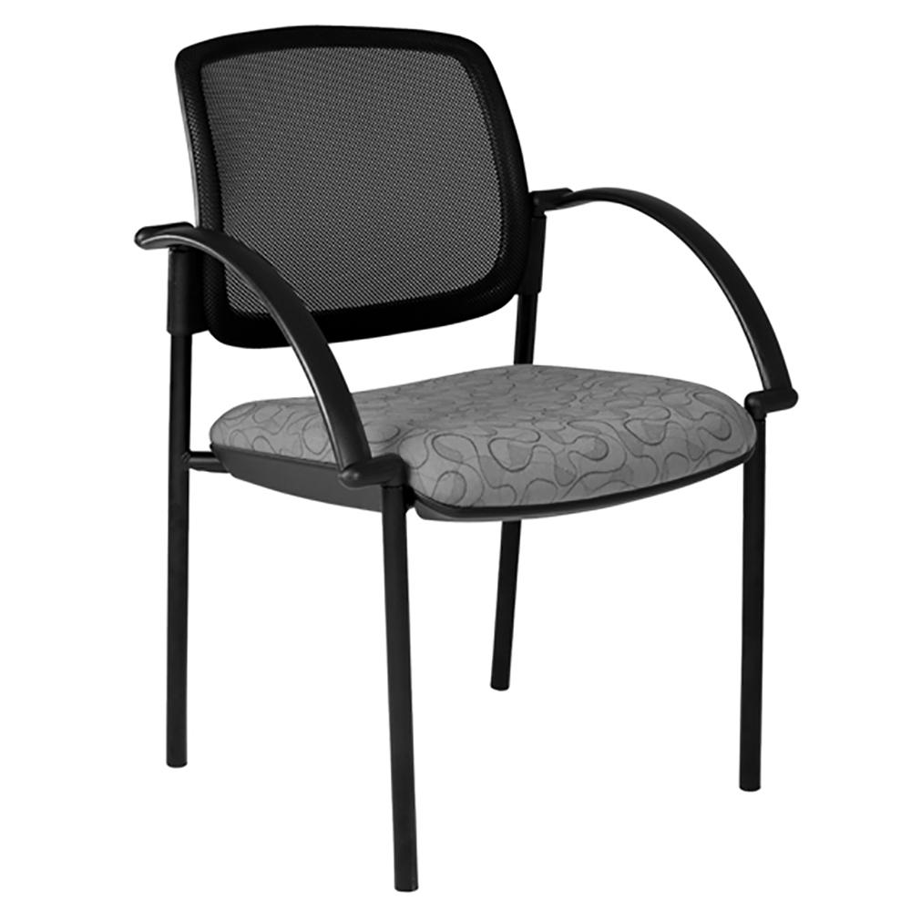 Maxi 4 Leg Mesh Back Black Frame Visitor Chair with Arms