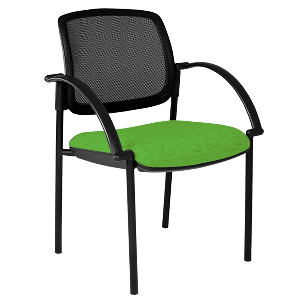 Maxi 4 Leg Mesh Back Black Frame Visitor Chair with Arms