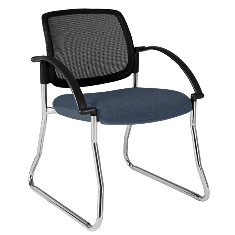 Maxi Sled Mesh Back White Frame Visitor Chair with Arms