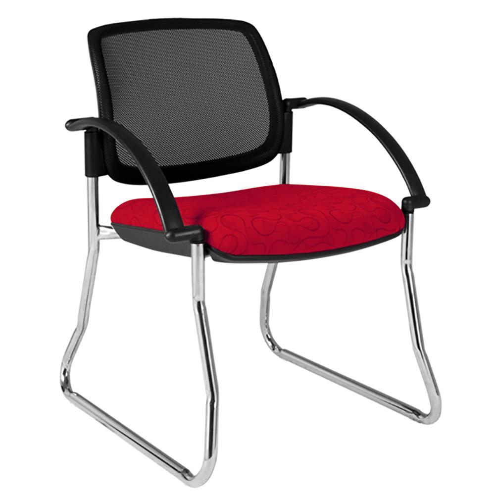 Maxi Sled Mesh Back White Frame Visitor Chair with Arms