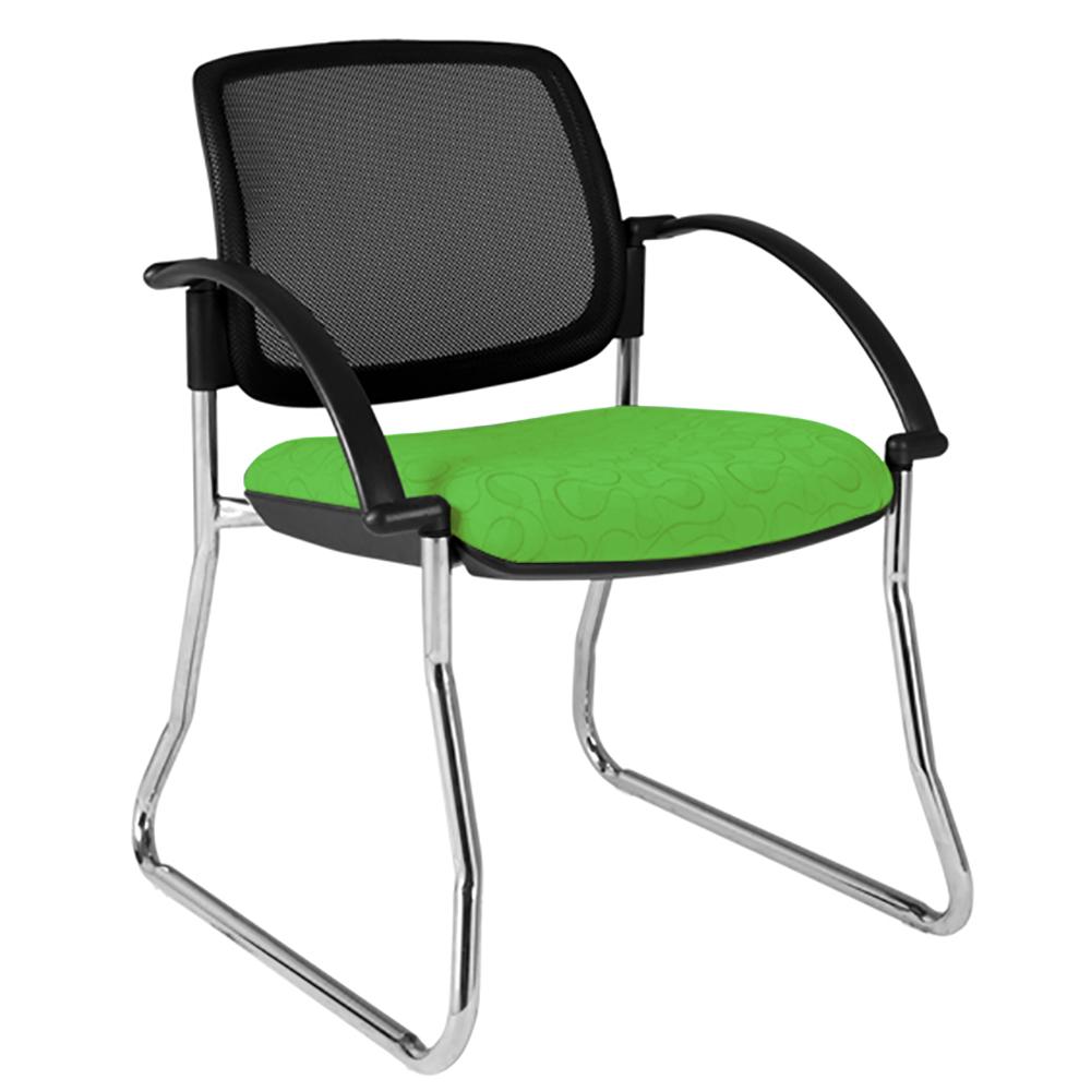 Maxi Sled Mesh Back White Frame Visitor Chair with Arms