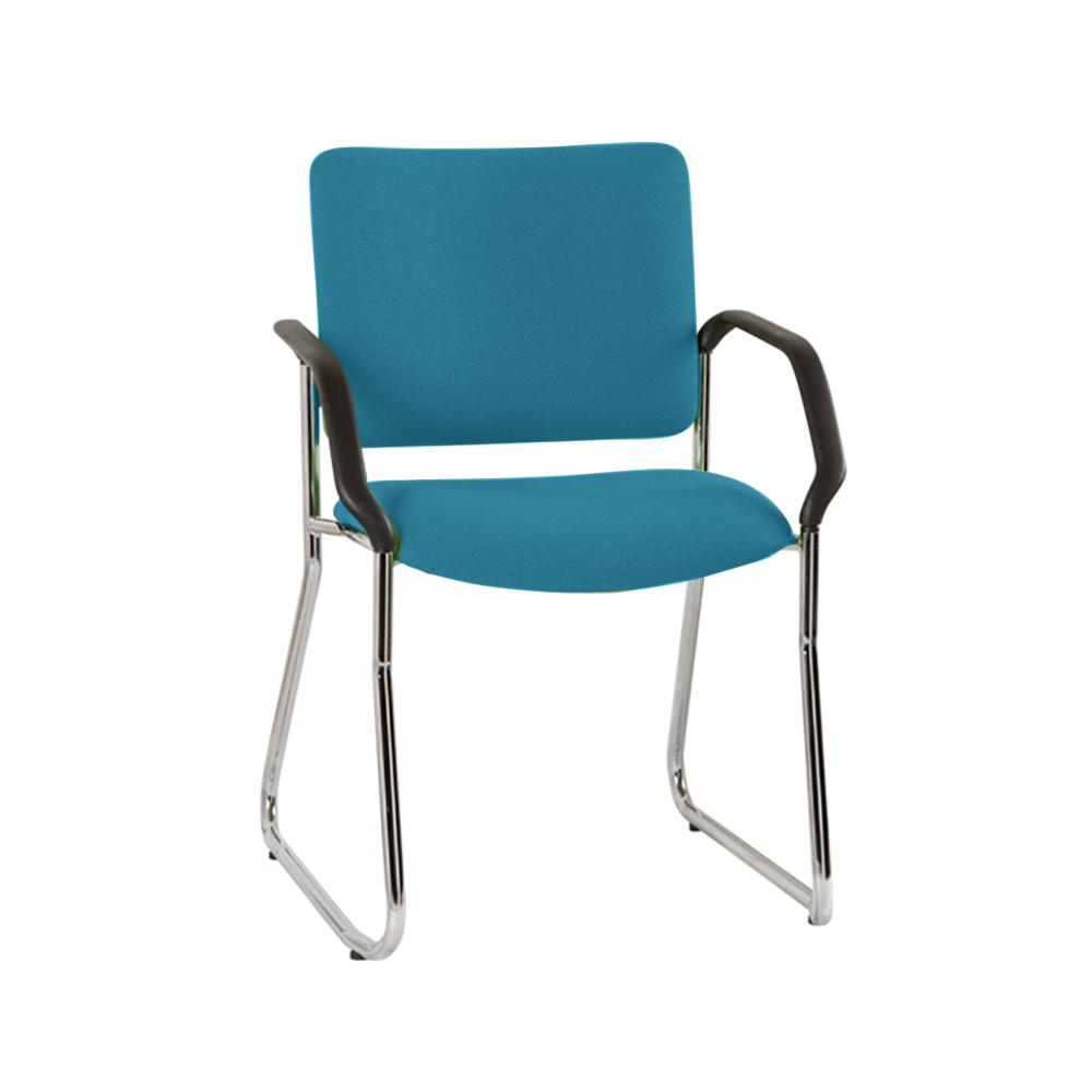 Vera High Back Chrome Sled Base Chair with Arms