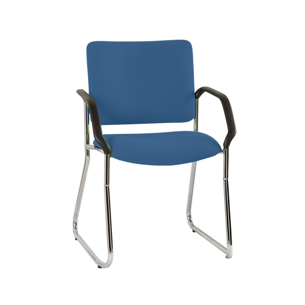 Vera High Back Chrome Sled Base Chair with Arms