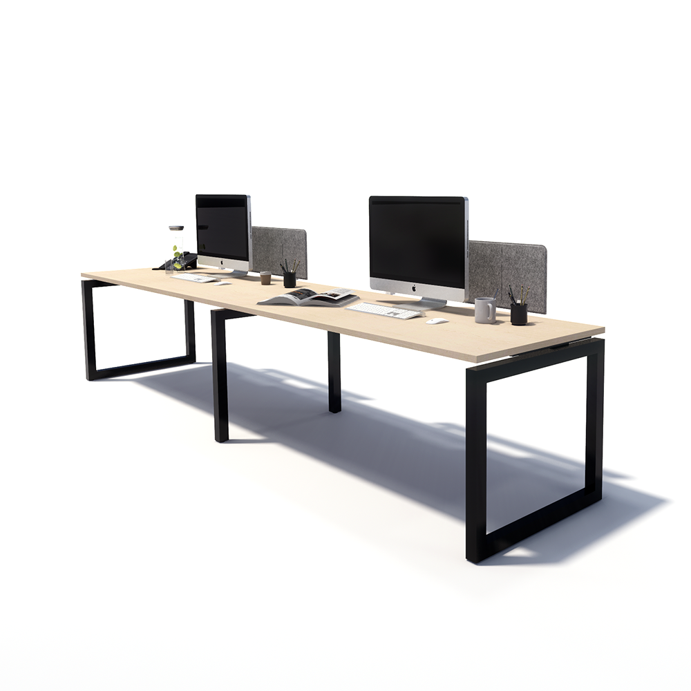 Gen O 2 Person Side by Side Black Frame Office Workstation