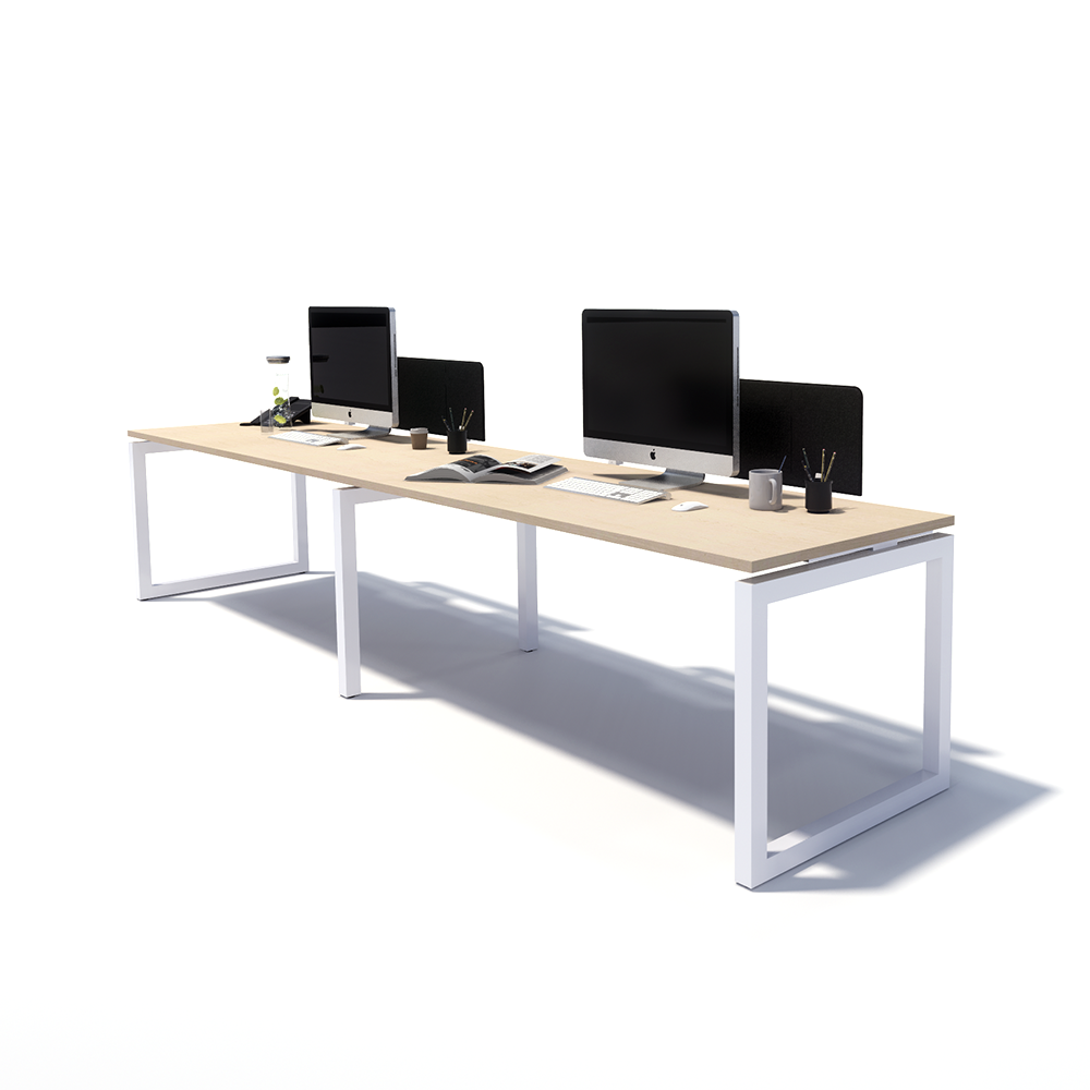 Gen O 2 Person Side by Side White Frame Workstation