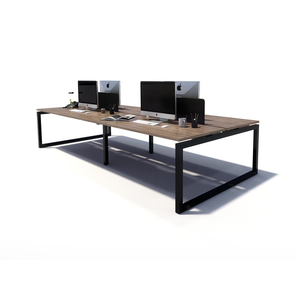 Gen O 4 Person Back to Back Black Frame Workstation