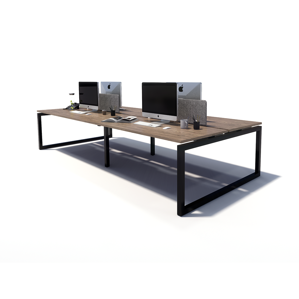 Gen O 4 Person Back to Back Black Frame Workstation