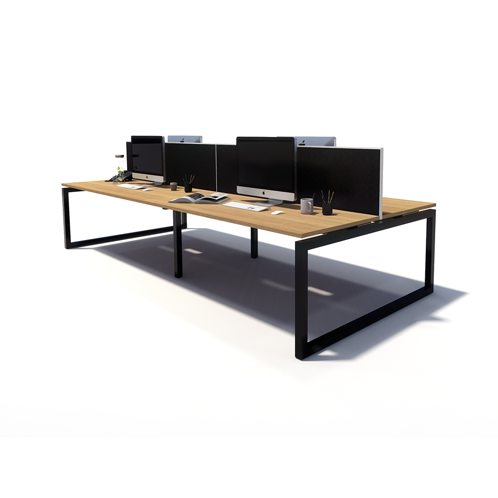 Gen O 4 Person Back to Back Black Frame Workstation
