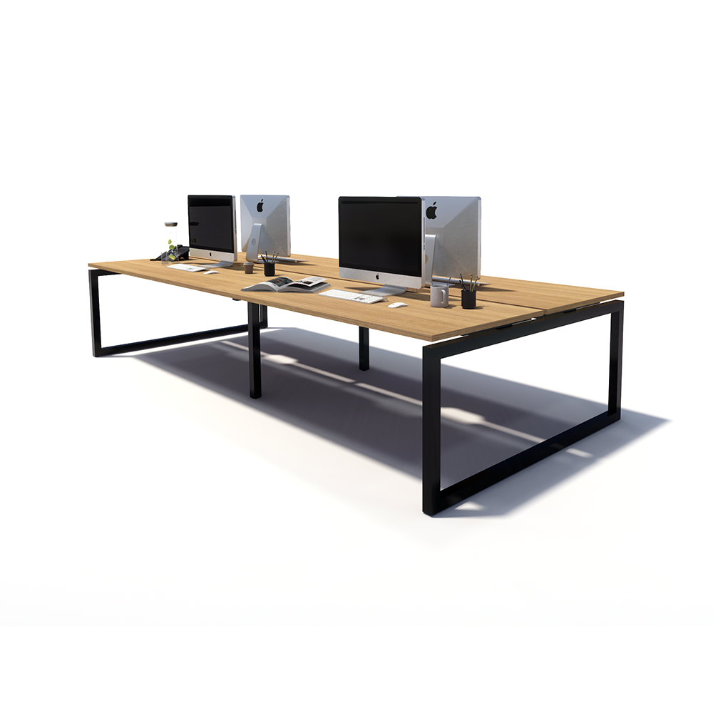 Gen O 4 Person Back to Back Black Frame Workstation