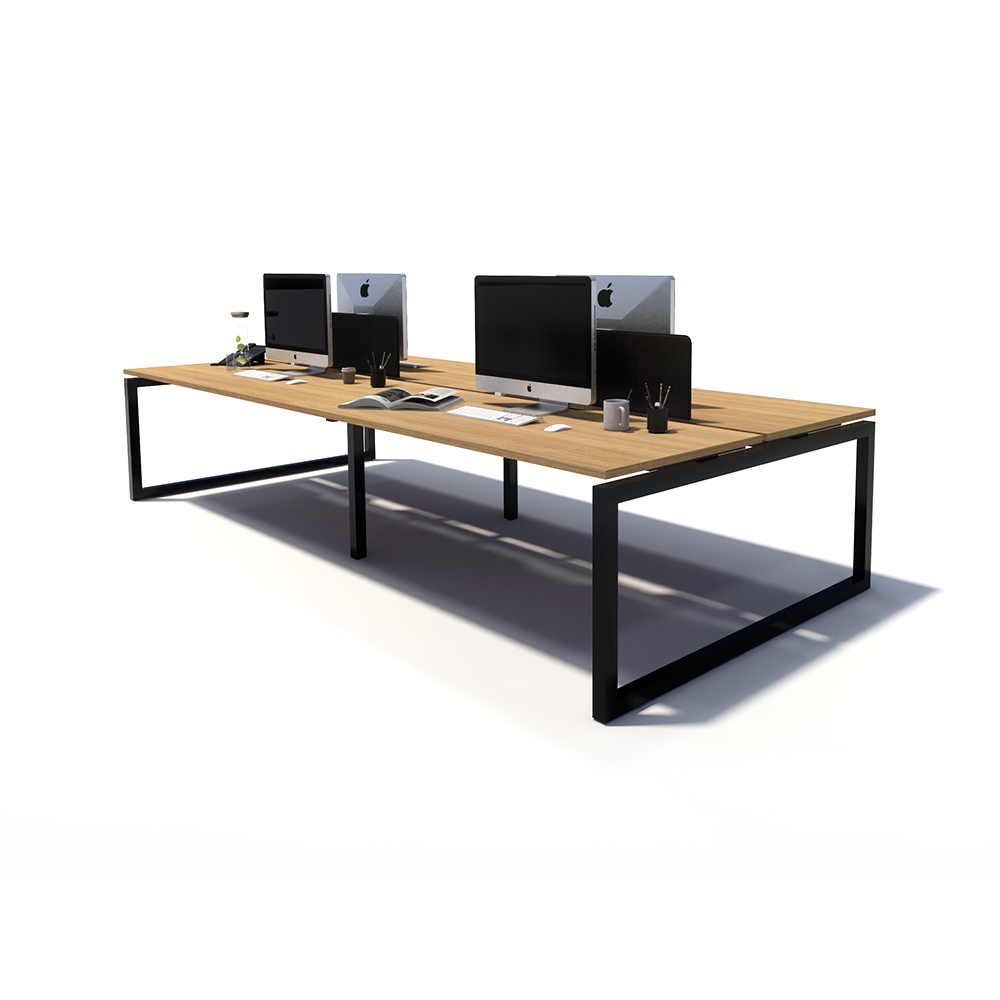 Gen O 4 Person Back to Back Black Frame Workstation