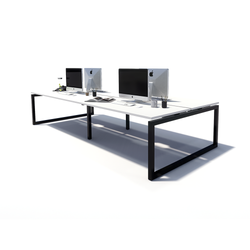 Gen O 4 Person Back to Back Black Frame Workstation