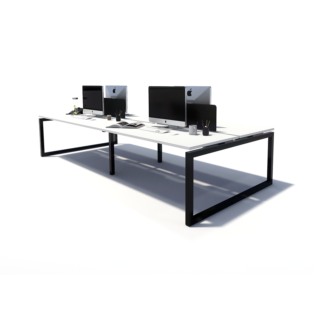 Gen O 4 Person Back to Back Black Frame Workstation