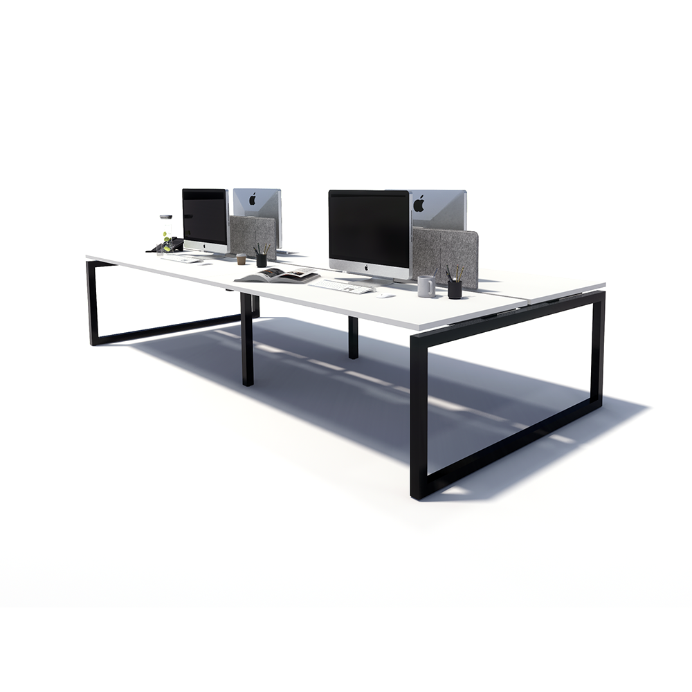 Gen O 4 Person Back to Back Black Frame Workstation