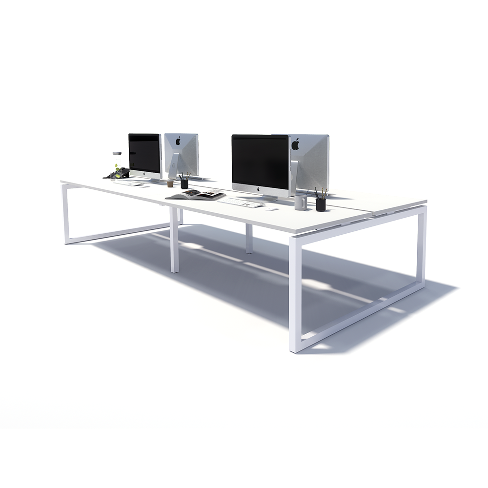 Gen O 4 Person Back to Back White Frame Workstation