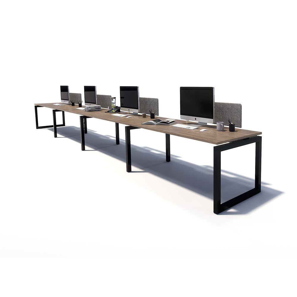 Gen O 4 Person Side by Side Black Frame Workstation