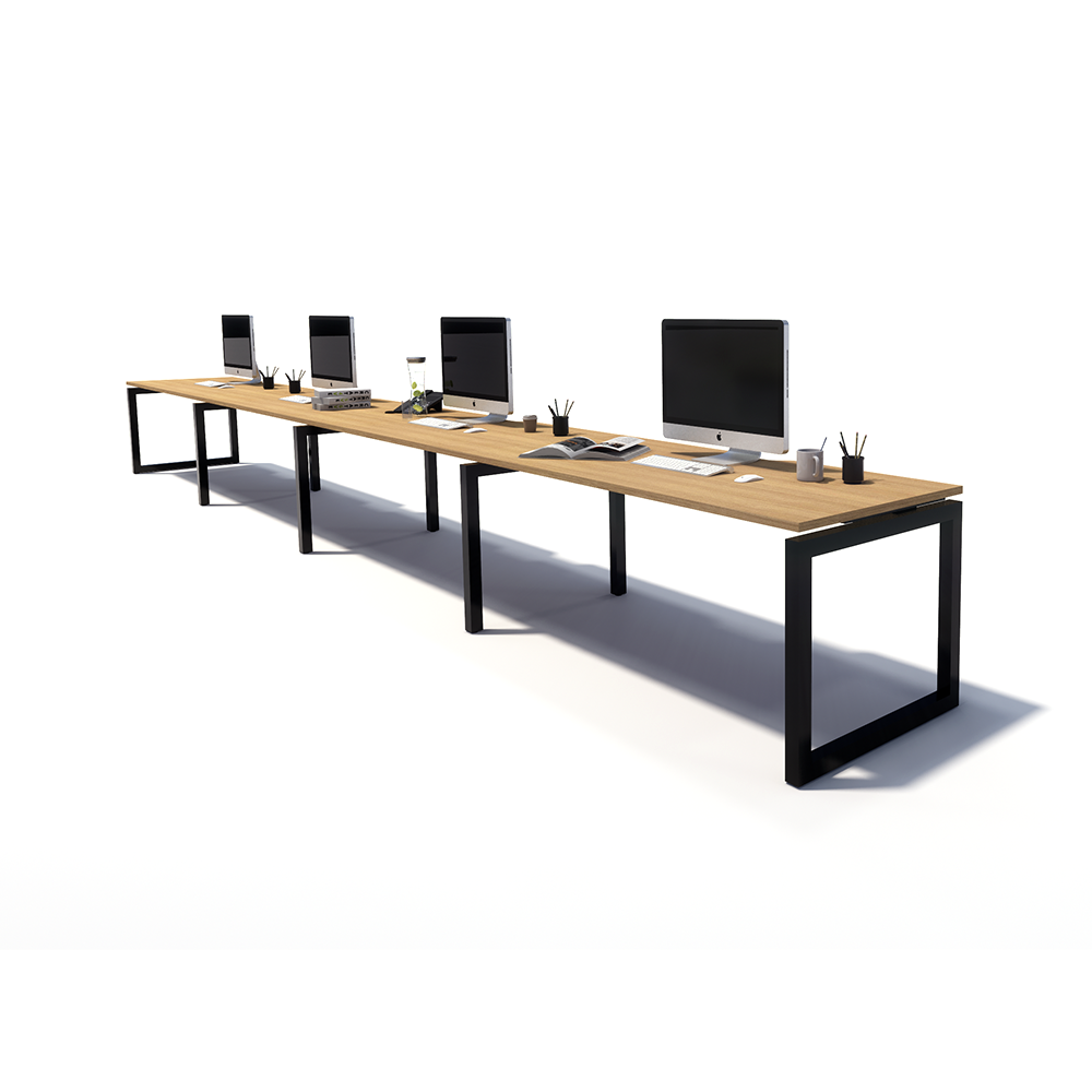 Gen O 4 Person Side by Side Black Frame Workstation