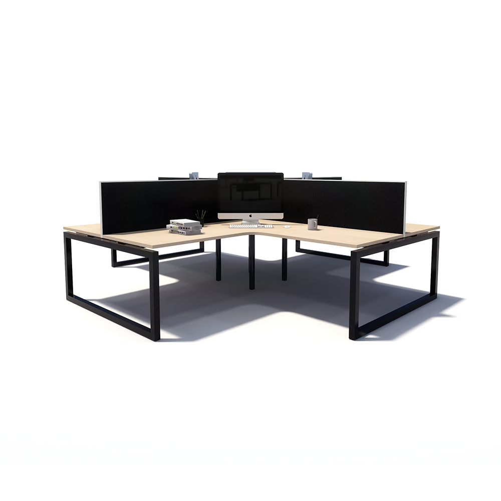 Gen O 4-way 4 Person Black Frame Workstation