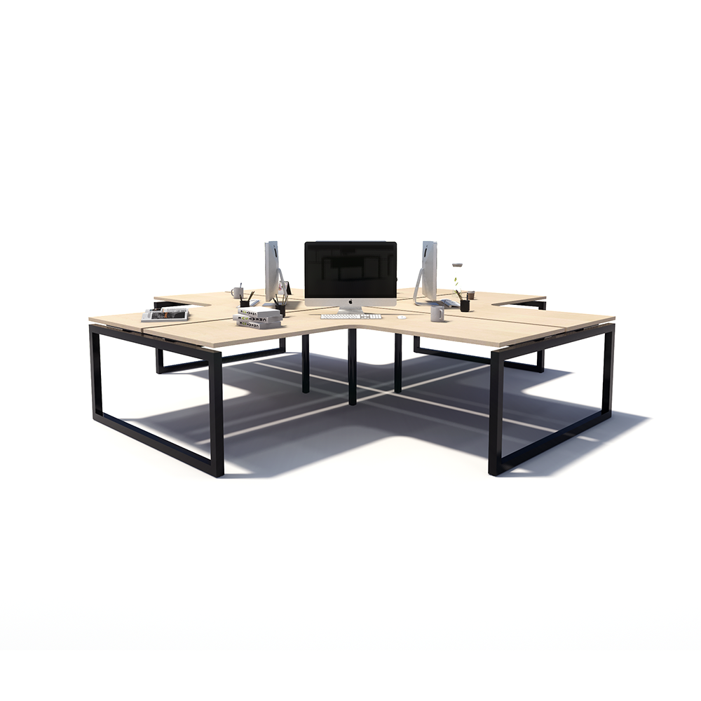 Gen O 4-way 4 Person Black Frame Workstation