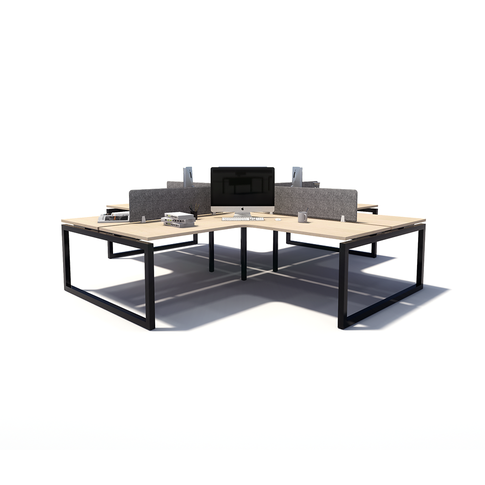 Gen O 4-way 4 Person Black Frame Workstation