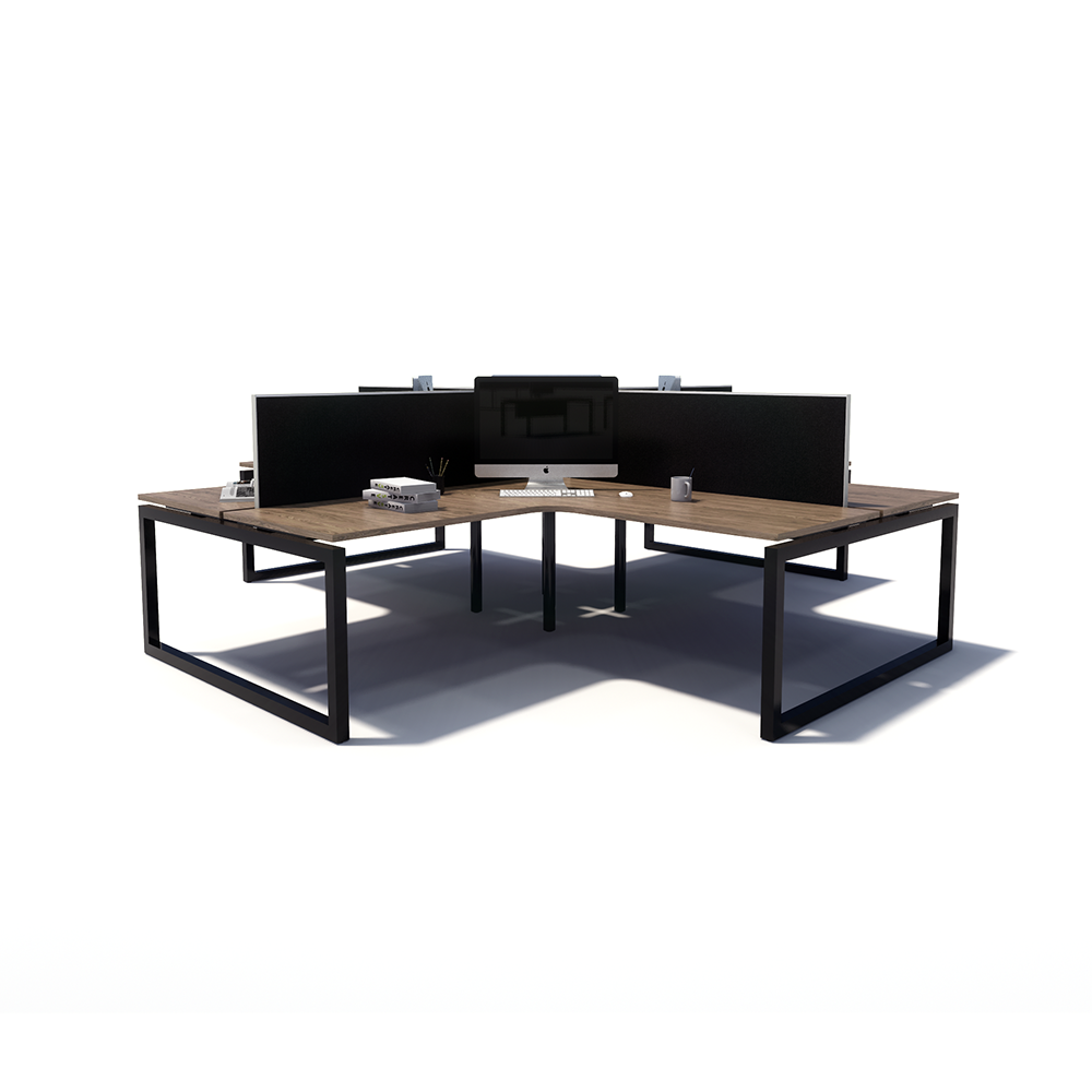 Gen O 4-way 4 Person Black Frame Workstation