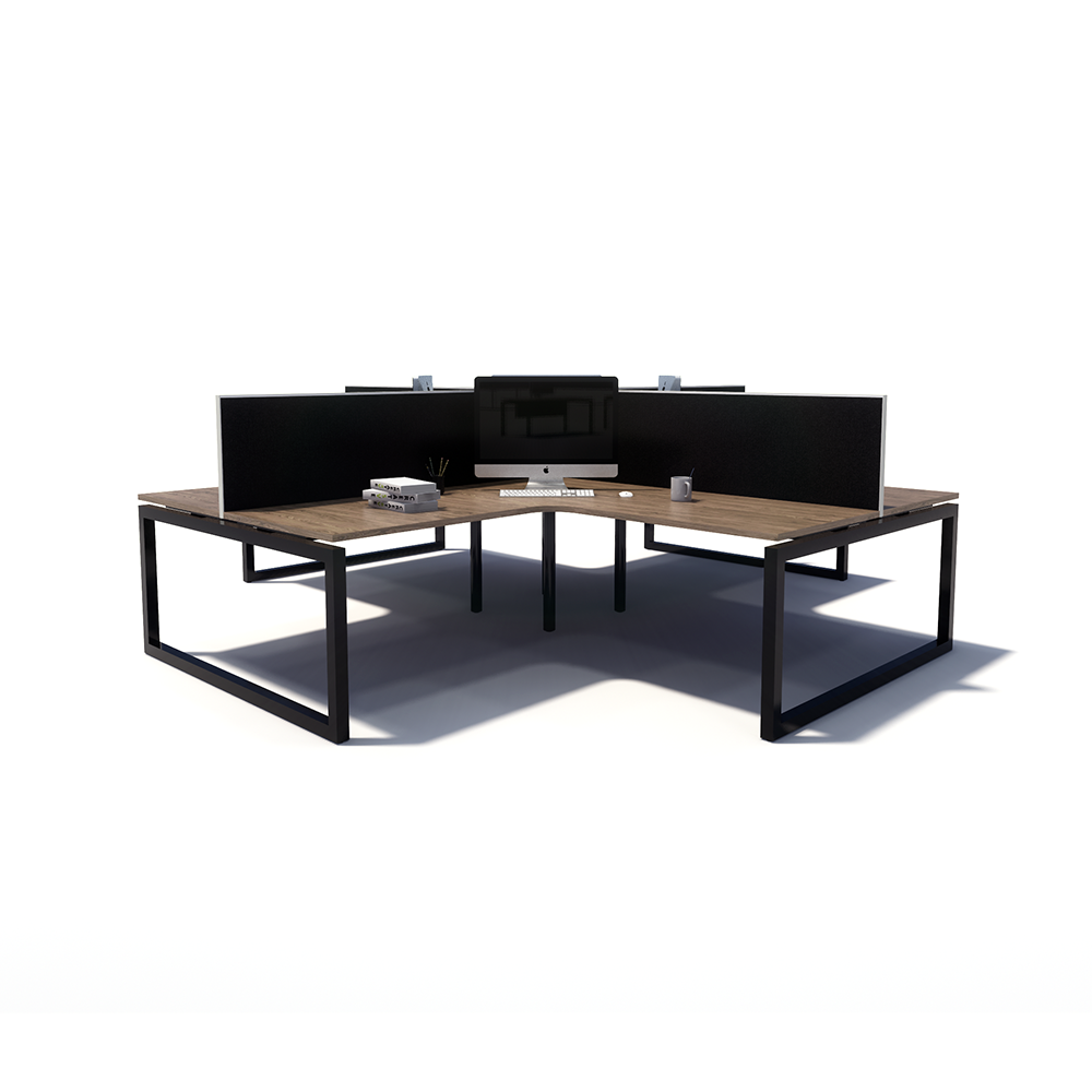 Gen O 4-way 4 Person Black Frame Workstation