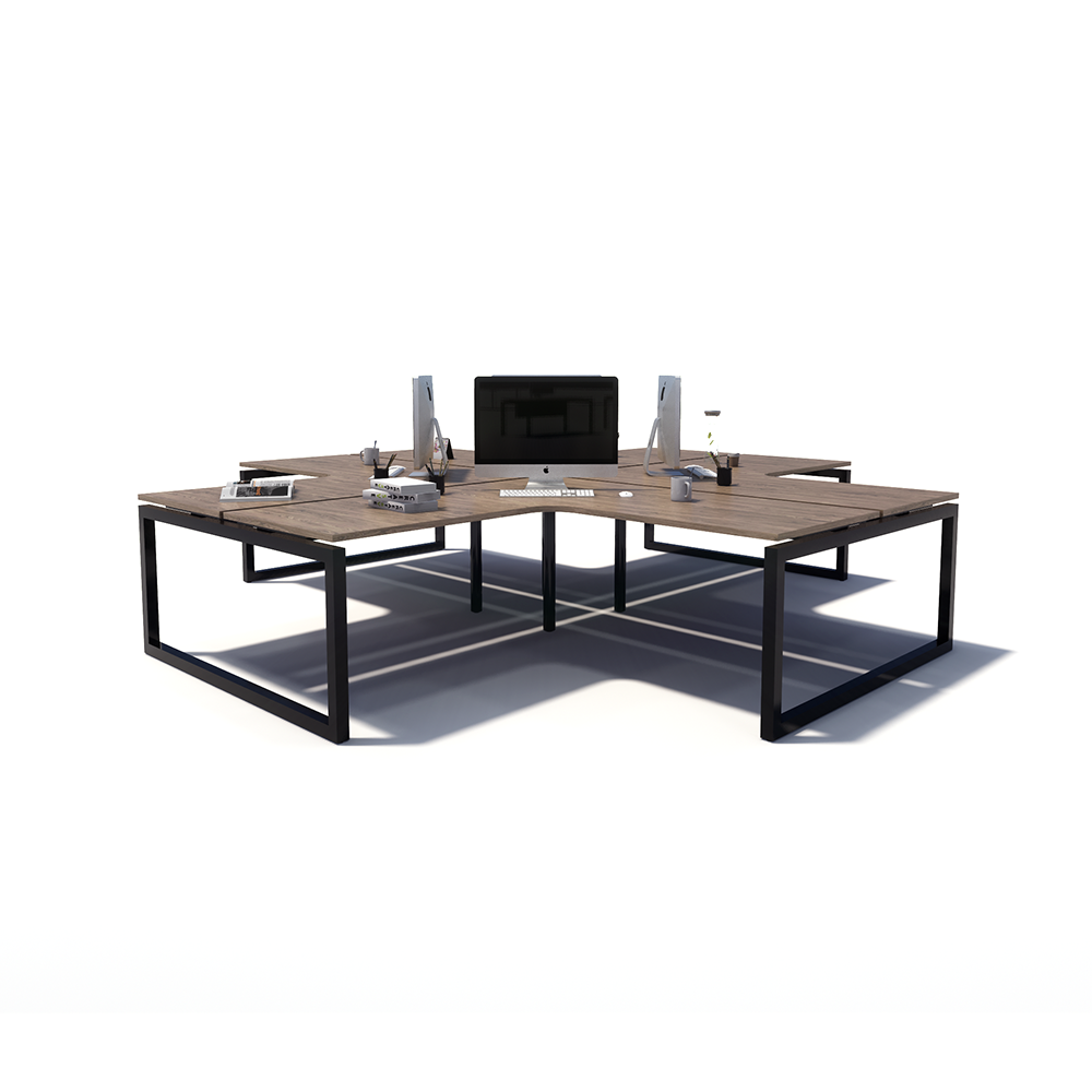 Gen O 4-way 4 Person Black Frame Workstation