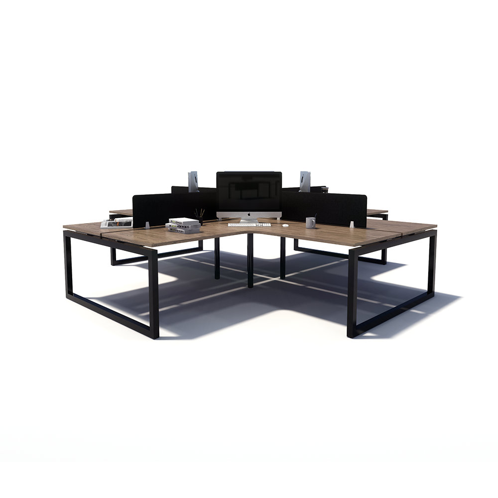 Gen O 4-way 4 Person Black Frame Workstation