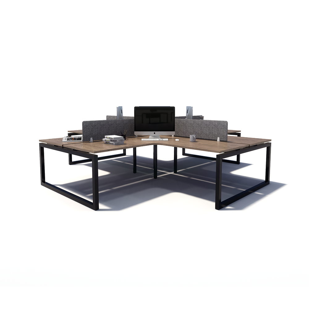 Gen O 4-way 4 Person Black Frame Workstation